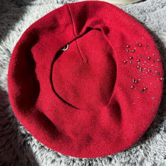 Intrend by Max Mara Beret with Beads Size: OS. Color: Cheery New Fall / Winter - Picture 13 of 14